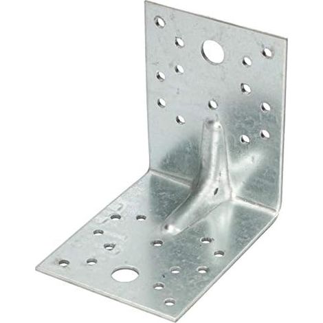 KOTARBAU Connecteur d'angle 100x100x80mm avec nervure, équerre perforée renforcée, équerre de fixation, assemblage bois, connecteur d'angle en acier galvanisé, argent, top qualité