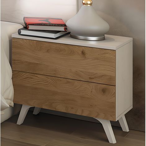 Table de chevet, table de nuit coloris andersen, blanc - Longueur 52 x Profondeur 34,80 x Hauteur 50 cm -PEGANE- (1/3)