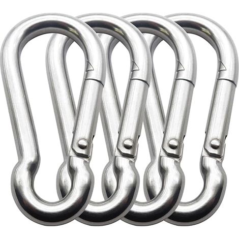 Mousqueton À Fermeture À Ressort - Acier Trempé 80 mm - Pour Machine À Câble De Gym, Accessoire De Tirage Bas - Lot De 4 (1/3)