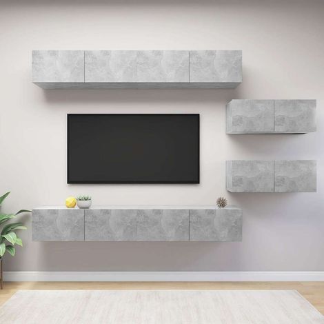 vidaXL Ensemble de meubles TV 6 pcs Gris béton Bois d'ingénierie (1/5)