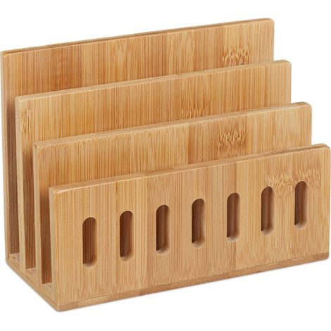 Organizer da scrivania chic con scomparti pratici 30 x 10 x 15 cm per archiviazione documenti in bambù naturale 130010221