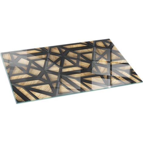 Funkenschutzplatte Kaminplatte Kaminglas Funkenschutz Ofenplatte Glasplatte Bodenplatte mit Bodenschutz Geometrie mit Holz 120x60 cm (1/5)