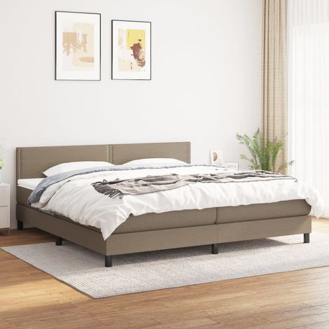 Lit à sommier tapissier avec matelas - Cadre De Lit Moderne: King Size - Lit Double - Taupe 200x200 cm Tissu Chic-485842 (1/5)
