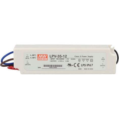 Alimentatore Trasformatore CV MeanWell LPV-35-12 12V 35W 3A Impermeabile IP67 Input 220V e 110V (1/3)