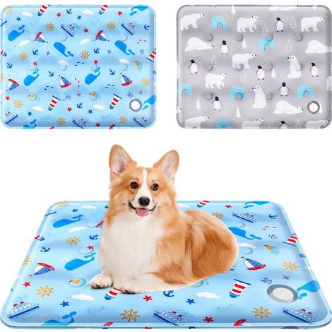 2pcs Tapis Rafraichissant pour Chien et Chats Tapis Refroidissant, Plus Durable Mise Compagnie Matelas Refrigerant, Auto-refroidissant Gel Non-Toxique t-apis Refroidissement, 40 50cm (1/5)