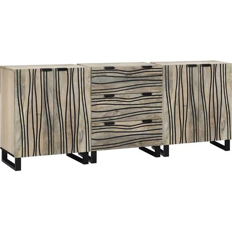 Badezimmermöbel-Set mit Schubladen 3 pcs Weiß Holzwerkstoff