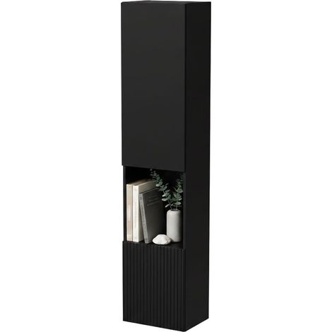 Vetrina Botte, Mobile Espositore 4 Ripiani, Apertura Push Pull, 2 Ante, 39.9x29.8x180h cm Nero Antracite