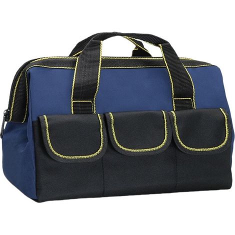 Diese vielseitige Werkzeugtasche hat eine weite Öffnung.