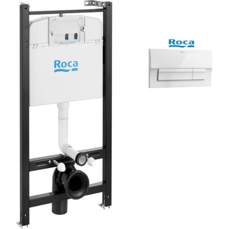 BASTIDOR ROCA ACTIVE, PACK CISTERNA EMPOTRADA, PULSADOR BLANCO BRILLO NEW Y ANCLAJES