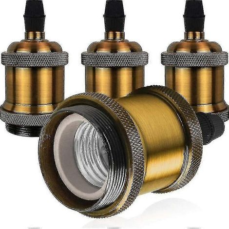 Adaptateur de prise Edison vintage en cuivre massif doré antique (1/4)