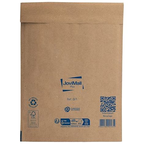 Pochette matelassée bulles Jovimail Plus kraft brun renforcé 180 x 260 - Carton de 100 (1/2)