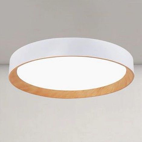 TrAdE Shop Traesio - Plafoniera Led A Soffitto 68w Rotonda Bianco Con Venature Legno Luce 6500k 32774 - (1/3)