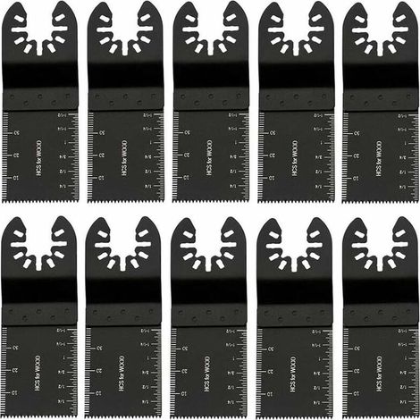 Lot de 10 lames oscillantes pour outils multifonctions - Précision pour bois et métal - Lames de scie oscillantes universelles pour outils multifonctions à dégagement rapide (1/5)