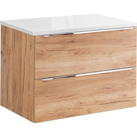 Waschtischunterschrank 80cm April mit 2 Schubladen, Holzoptik (1/5)