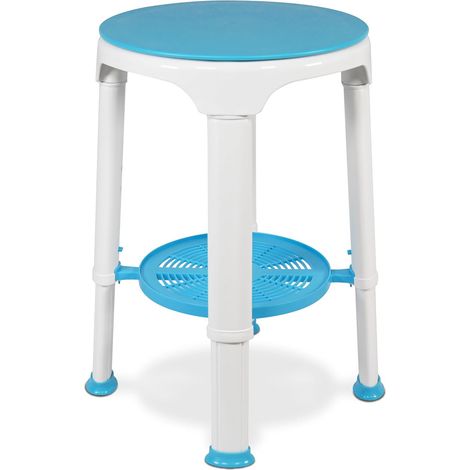 Tabouret de Douche Aidapt VB511RT - Rond avec siège Rotatif et étagère de Rangement. Pieds antidérapants, Plastique léger
