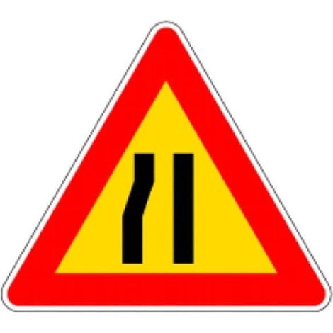3G 8012947689820 Cartello Stradale Strettoia Asimmetrica Sinistra 90 cm Classe I Rifrangente per Traffico Colore Giallo