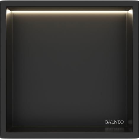Balneo Niche de douche encastrable avec éclairage LED Wall-Box ONE 30 x 30 x 10 cm - Acier inoxydable AISI 304 - Étanche (1/5)