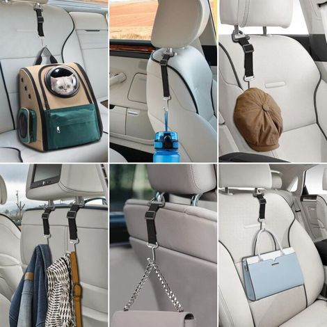 Crochets pour sac à main voiture – Lot de 2 supports métalliques réglables et discrets pour appuie-tête, compatibles tous sièges (1/2)