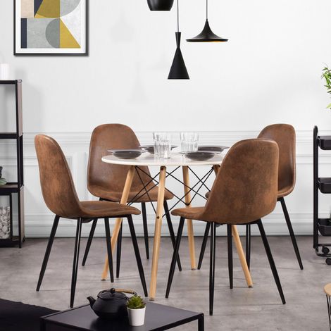 Lot de 4 chaises repas vintage 43x46x86 cm marron - VINEA