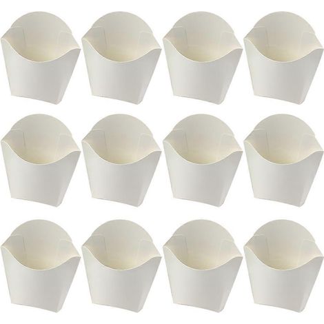 Lot de 24 boîtes à snacks en papier kraft pour frites et autres aliments. Ces boîtes en papier peuvent également servir de cornets à frites.-11X10X5CM-White (1/2)