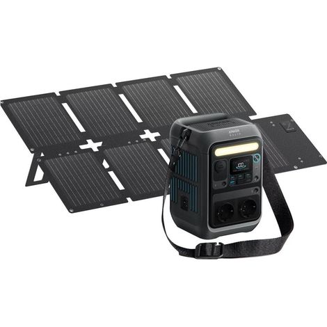 Kit batterie portable Anker SOLIX C300X DC – 90 000 mAh – 300 W – Charge rapide double face 140 W – 7 ports USB – Panneau solaire 60 W