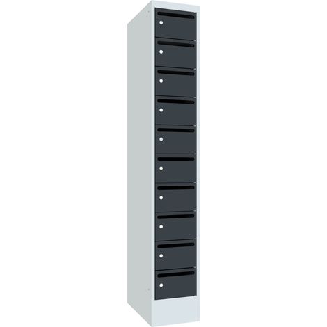 Pavoy Schließfachschrank, 1 x 10 Fächer, Korpus Lichtgrau/ Front Anthrazitgrau (1/2)