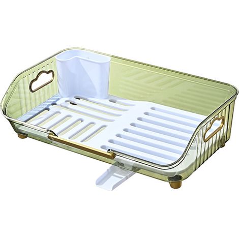Rack À Vaisselle Avec Planche À Égoutter - Polypropylène - Pour Évier Avec Bec - Support D'Ustensiles Amovible - 43,7 x 27,5 x 13 cm - 1 Pièce (1/5)