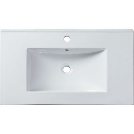 Meuble de salle de bain suspendu avec vasque à encastrer - Strié bleu ciel - 80 cm - PAVANI