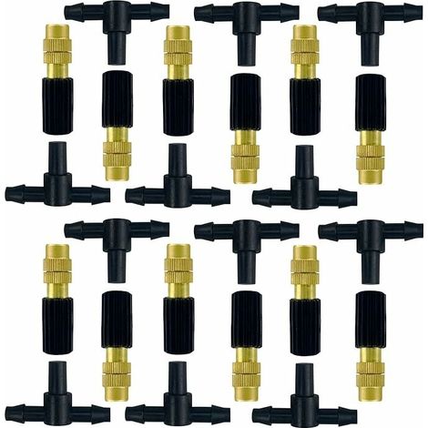 Lot de 12 buses de pulvérisation réglables en laiton - Système d'irrigation goutte à goutte - Pulvérisateur pour tuyau d'arrosage 4/7 (1/5)