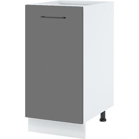 Meuble bas de cuisine Lovia Gris Mat 1 porte L 40 cm - Porte avec poignée apparente Grey