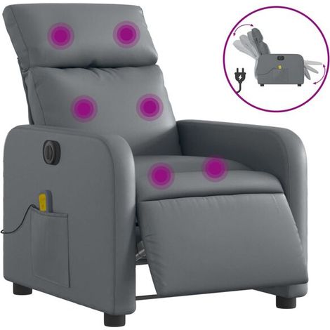 Fauteuil de massage électrique inclinable en similicuir gris (1/5)