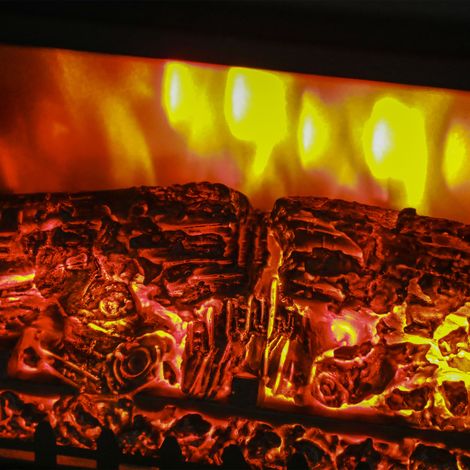 Cheminée électrique 1800W, flamme 3D ajustable sur 3 niveaux, cadre en métal et verre noir, taille 36x21x47 cm, chauffage décoratif (1/5)