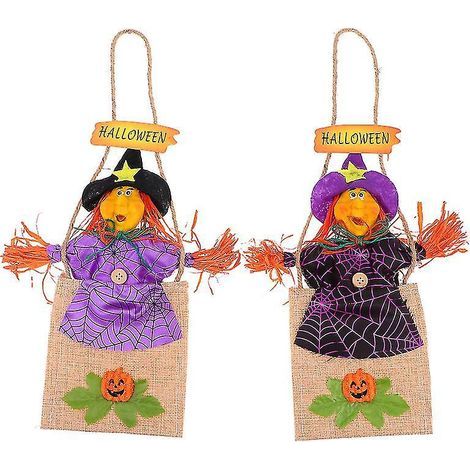 Lot de 2 pendentifs épouvantail pour décorations d'Halloween (1/3)