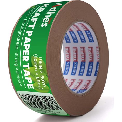 ADHES Kraft Paper Tape, 50 mm x 54.8 m 1 Roll, Packaging Tape (1/5)