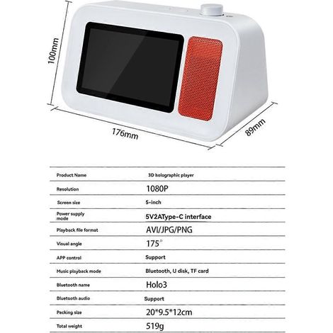 3D Holographicplayer Bluetooth5.2 HiFi Enceinte Dynamic Floating Lyrics 3D Dynamic Stéréo Imaging 3D Advertising Lecteur (1/5)