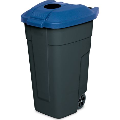 BRB 100 Liter Abfall-Tonne mit Einwurföffnung im Deckel, BxTxH 510x550x850 mm (schwarz/blau) (1/2)