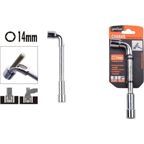 TRADE SHOP - Chiave Tipo L Bussola 14mm Bocca Esagonale Cromo Vanadio Acciaio 91622 Ferramenta - (1/2)