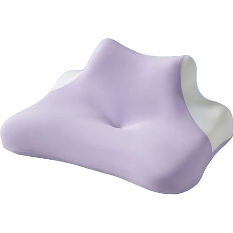 Almohada cervical, diseño ergonómico, espuma de alta densidad, color morado. (1/2)