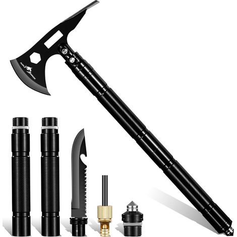 Survival Axt 9-in-1 mit Hacke, Camping Multitool mit Messer und Verlängerung (1/5)
