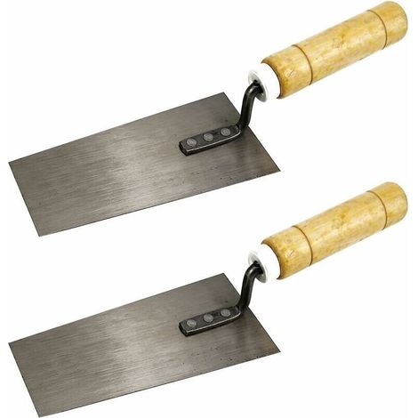 Truelle Trapézoïdale Acier Inoxydable TAIZER 2Pièces Truelle à Lisser avec Manche en Bois Indispensable Truelle à Plâtre Spatule à Plâtre Indispensable Ensemble D'outils pour Maçonnerie (1/5)