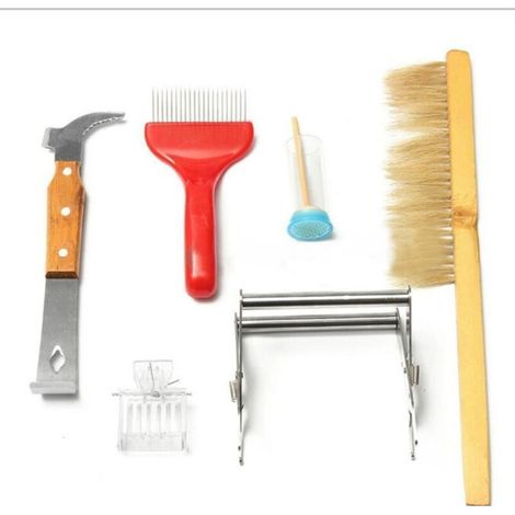 CSPARKV 6 Pcs Kit De Démarrage De Fournitures D'apiculture,un Ensemble De Kits D'équipement D'apiculture, Kit D'outils Pour le Miel Avec Cadre (1/4)