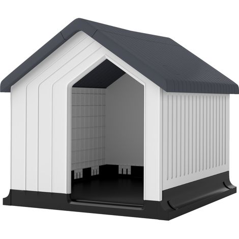 Casetta per cani piccoli e mini impermeabile plastica con finestra grigio 62x61x60 cm