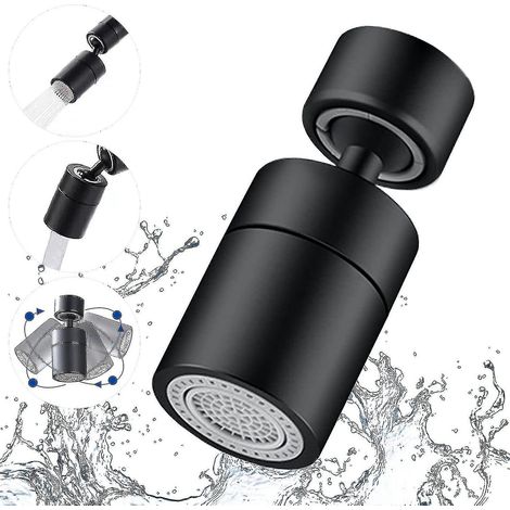 Neues Modell 2024: Schwarzer Wasserhahn-Luftsprudler, 360°-Drehung, 2 einstellbare Modi, Filter für Küchen- und Badezimmerarmaturen, 22 mm Innengewinde. (1/2)