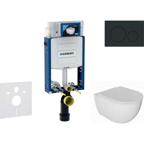 Geberit Combifix - Set con modulo di installazione, vaso WC Oudee e copriwater softclose, placca di comando Sigma20, nero opaco/nero SANI15CA5114 (1/5)