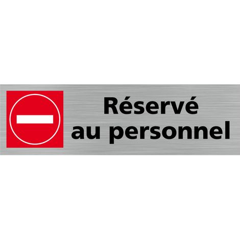 Signaletique.Biz France – Plaque de porte réservée au personnel 170x50 mm – Adhésif aspect aluminium brossé – Pose facile sur surfaces lisses (1/5)