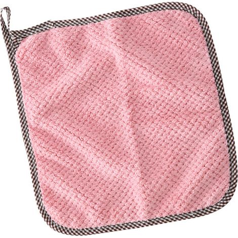 Serviette éponge Coral Fleece super absorbante multifonction avec anneau de suspension pour cuisine - Ensemble de 2 (1/5)