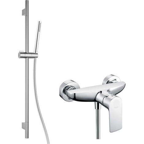 kielle Vega - Set de douche avec mitigeur, colonne, flexible et pommeau de douche EcoSpare, chrome 20618SN30