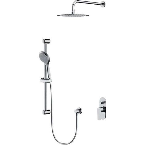 Cersanit City - Set de douche avec mitigeur encastré, avec corps d’encastrement, diamètre 25 cm, 3 jets, chrome S952-014 (1/2)