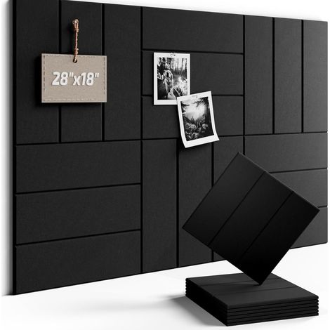 12 pièces Panneaux Acoustiques en feutre auto-adhésifs – 24x24x0.9 cm tableau mural décoratif, notice board pliable, alternative liège pour bureau et chambre