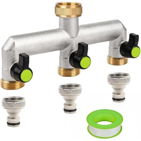 Wasserverteiler Kugelhahn Gartenschlauch Adapter 3-Wege (1/5)